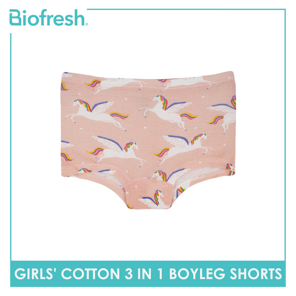Biofresh Girls' Antimicrobial Cotton Boyleg Shorts 3 pieces in a pack UGPBG3103
