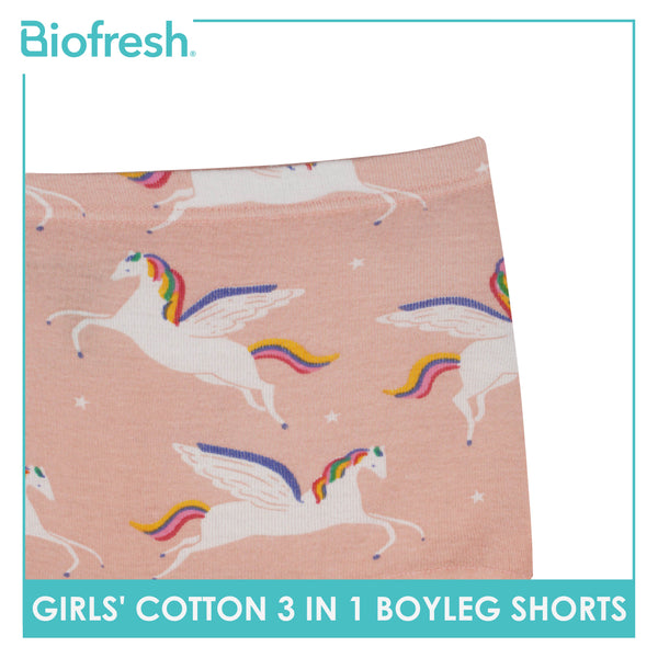 Biofresh Girls' Antimicrobial Cotton Boyleg Shorts 3 pieces in a pack UGPBG3103