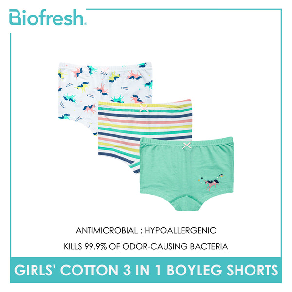 Biofresh Girls’ Antimicrobial Cotton Boyleg Shorts 3 pieces in a pack UGPBG4101