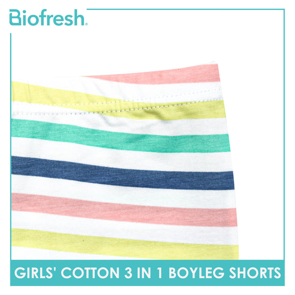 Biofresh Girls’ Antimicrobial Cotton Boyleg Shorts 3 pieces in a pack UGPBG4101