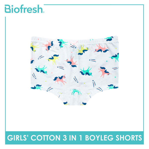 Biofresh Girls’ Antimicrobial Cotton Boyleg Shorts 3 pieces in a pack UGPBG4101