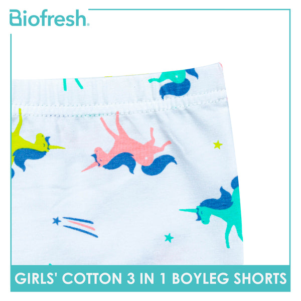 Biofresh Girls’ Antimicrobial Cotton Boyleg Shorts 3 pieces in a pack UGPBG4101