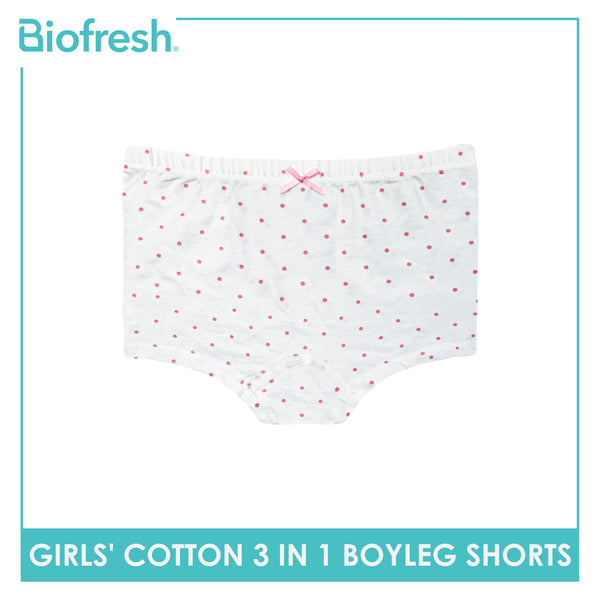 Biofresh Girls’ Antimicrobial Cotton Boyleg Shorts 3 pieces in a pack UGPBG4103