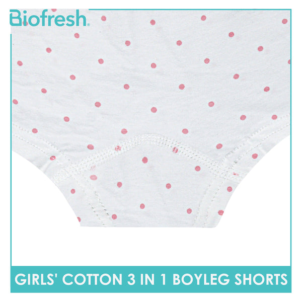 Biofresh Girls’ Antimicrobial Cotton Boyleg Shorts 3 pieces in a pack UGPBG4103