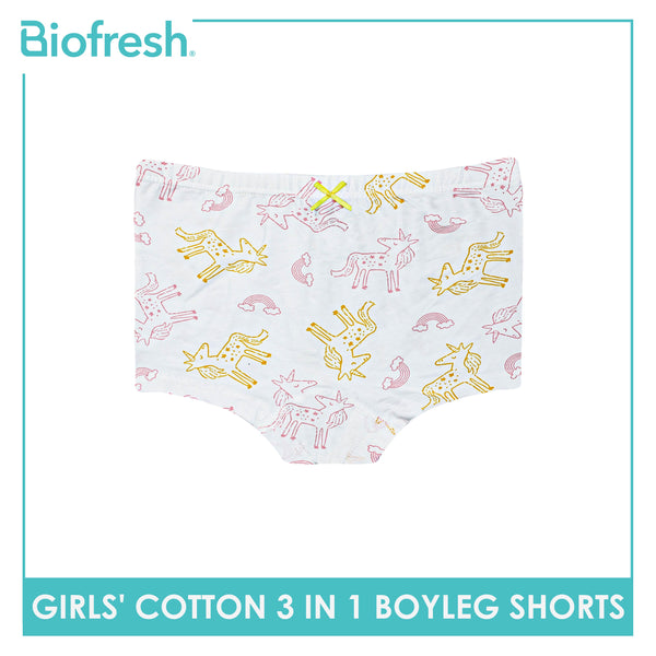 Biofresh Girls’ Antimicrobial Cotton Boyleg Shorts 3 pieces in a pack UGPBG4103