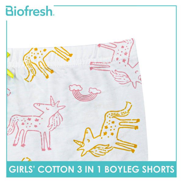 Biofresh Girls’ Antimicrobial Cotton Boyleg Shorts 3 pieces in a pack UGPBG4103