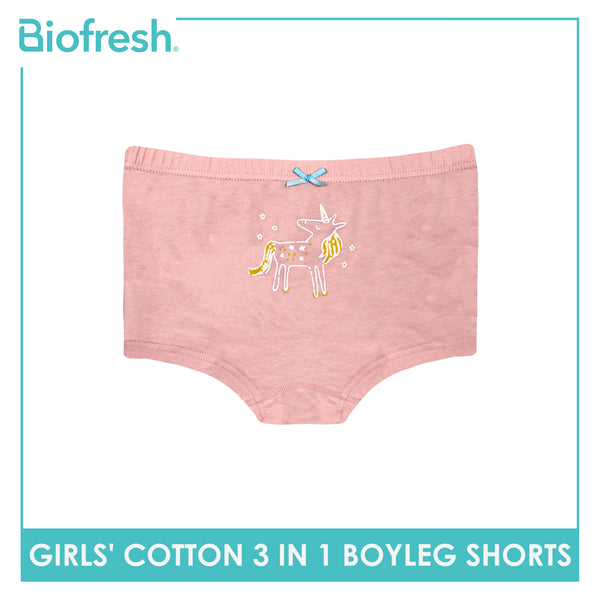 Biofresh Girls’ Antimicrobial Cotton Boyleg Shorts 3 pieces in a pack UGPBG4103