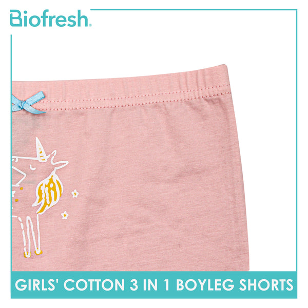 Biofresh Girls’ Antimicrobial Cotton Boyleg Shorts 3 pieces in a pack UGPBG4103