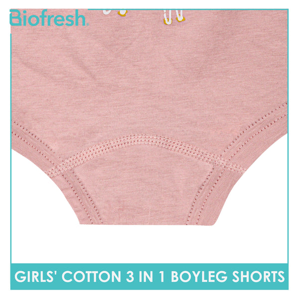 Biofresh Girls’ Antimicrobial Cotton Boyleg Shorts 3 pieces in a pack UGPBG4103