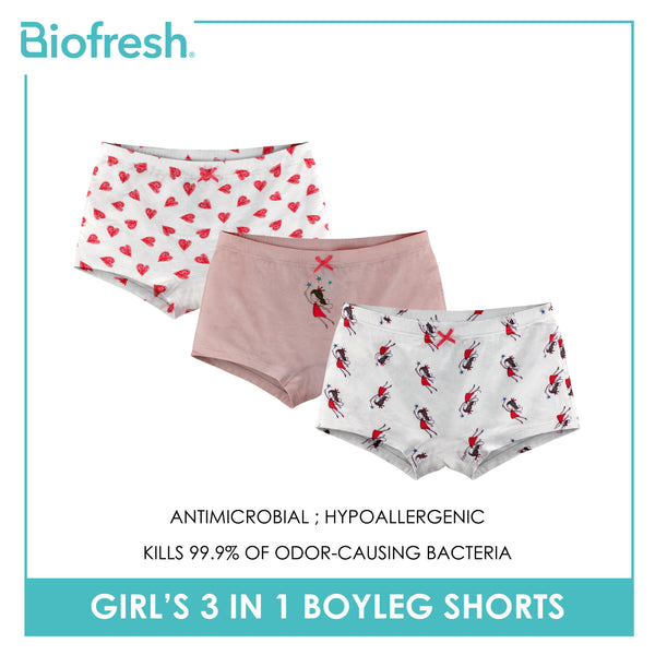 Biofresh Girls’ Antimicrobial Cotton Boyleg Shorts 3 pieces in a pack UGPBG521
