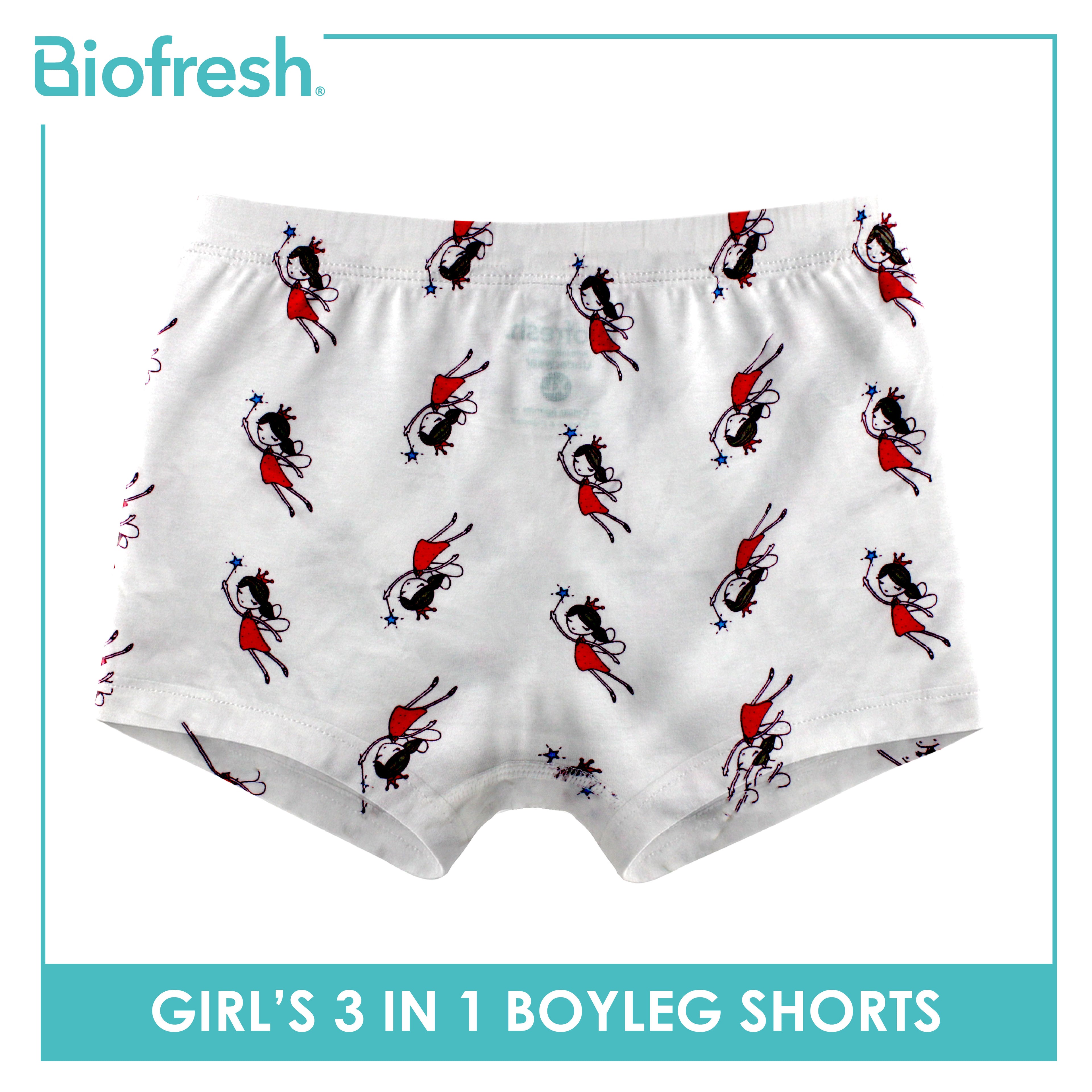 Biofresh Girls’ Antimicrobial Cotton Panty Boyleg Shorts 3 pieces in a pack UGPBG521