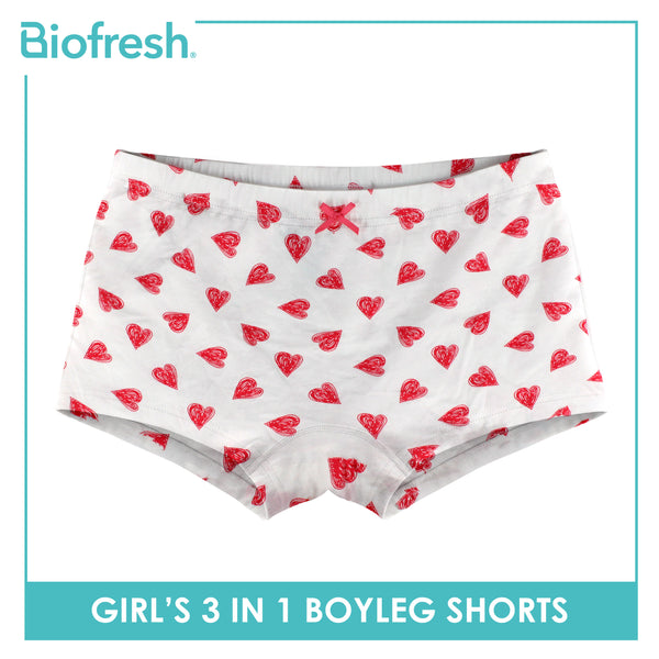 Biofresh Girls’ Antimicrobial Cotton Boyleg Shorts 3 pieces in a pack UGPBG521