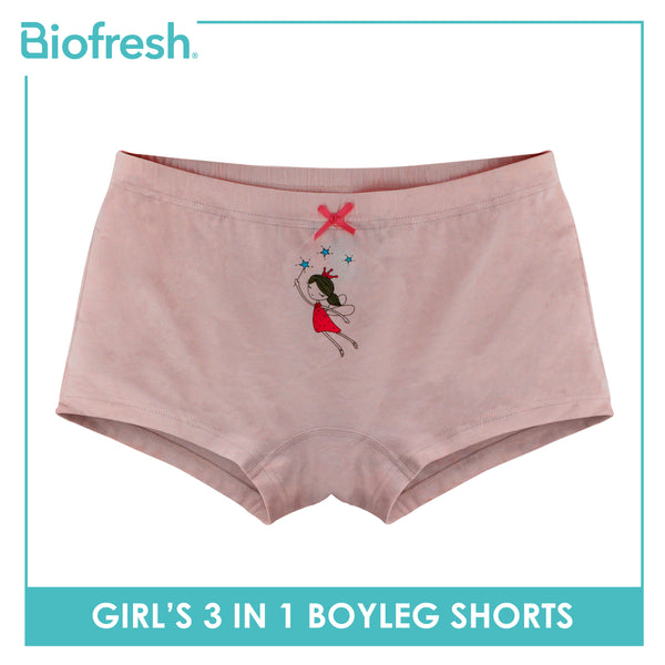 Biofresh Girls’ Antimicrobial Cotton Boyleg Shorts 3 pieces in a pack UGPBG521