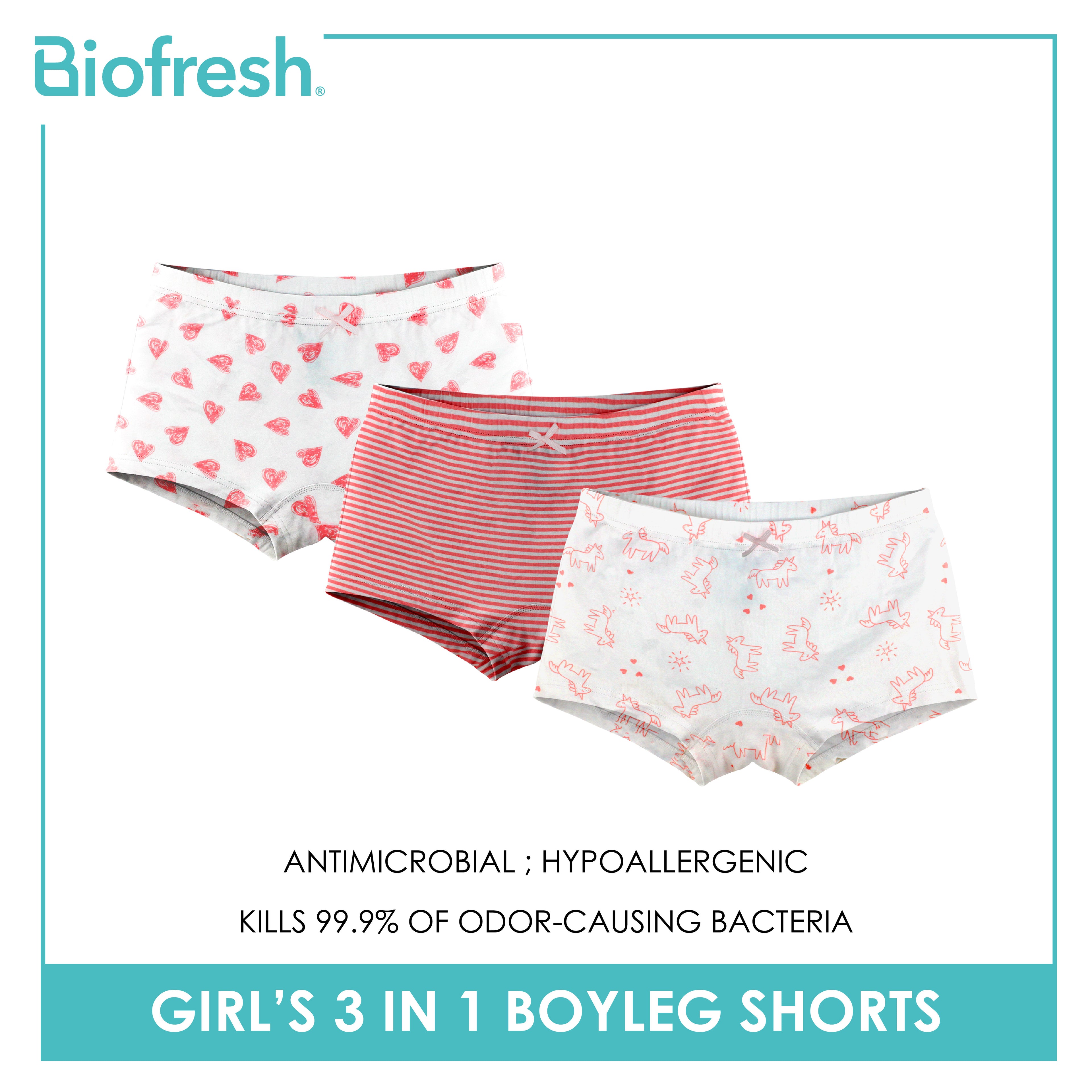 Biofresh Girls’ Antimicrobial Cotton Panty Boyleg Shorts 3 pieces in a pack UGPBG522