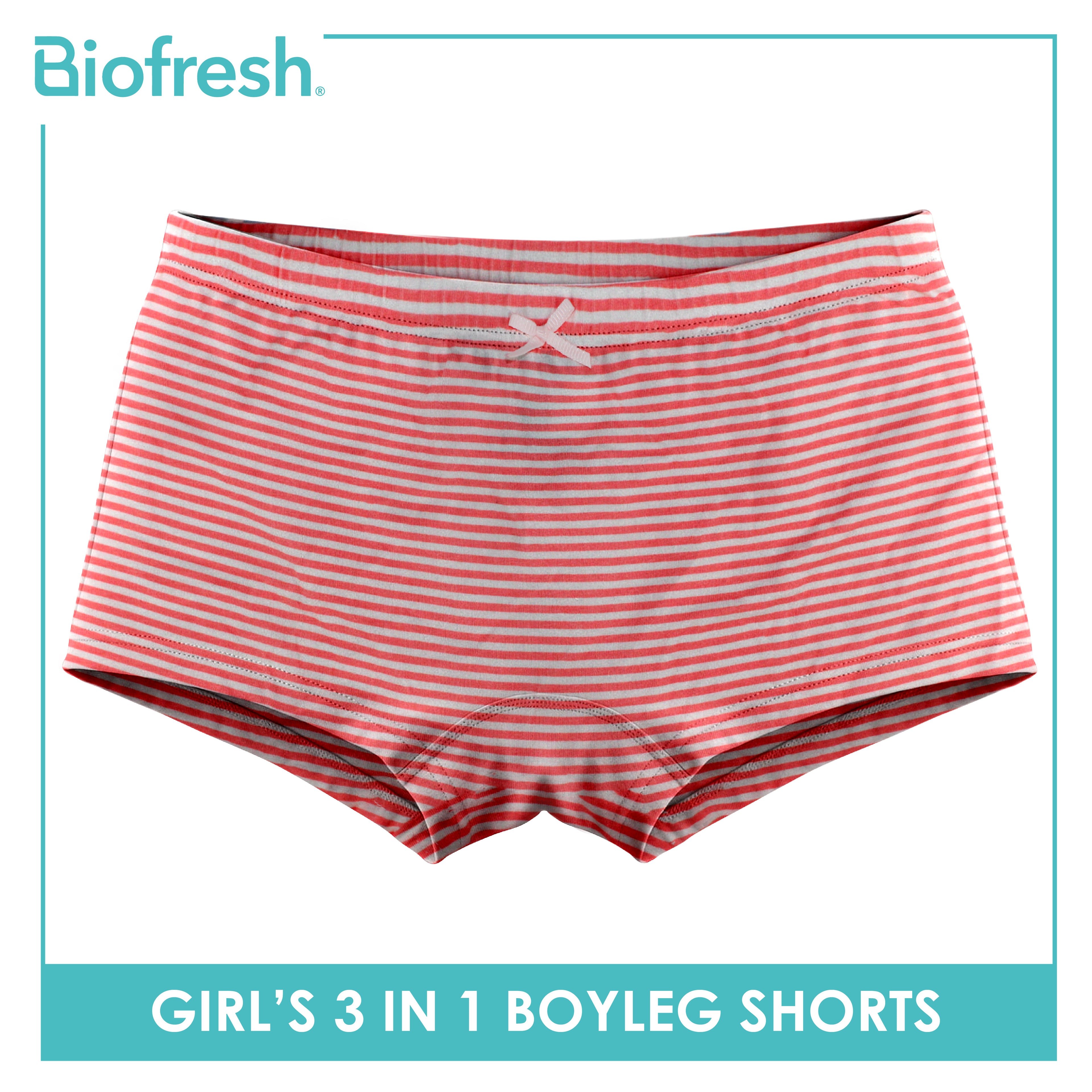 Biofresh Girls’ Antimicrobial Cotton Panty Boyleg Shorts 3 pieces in a pack UGPBG522
