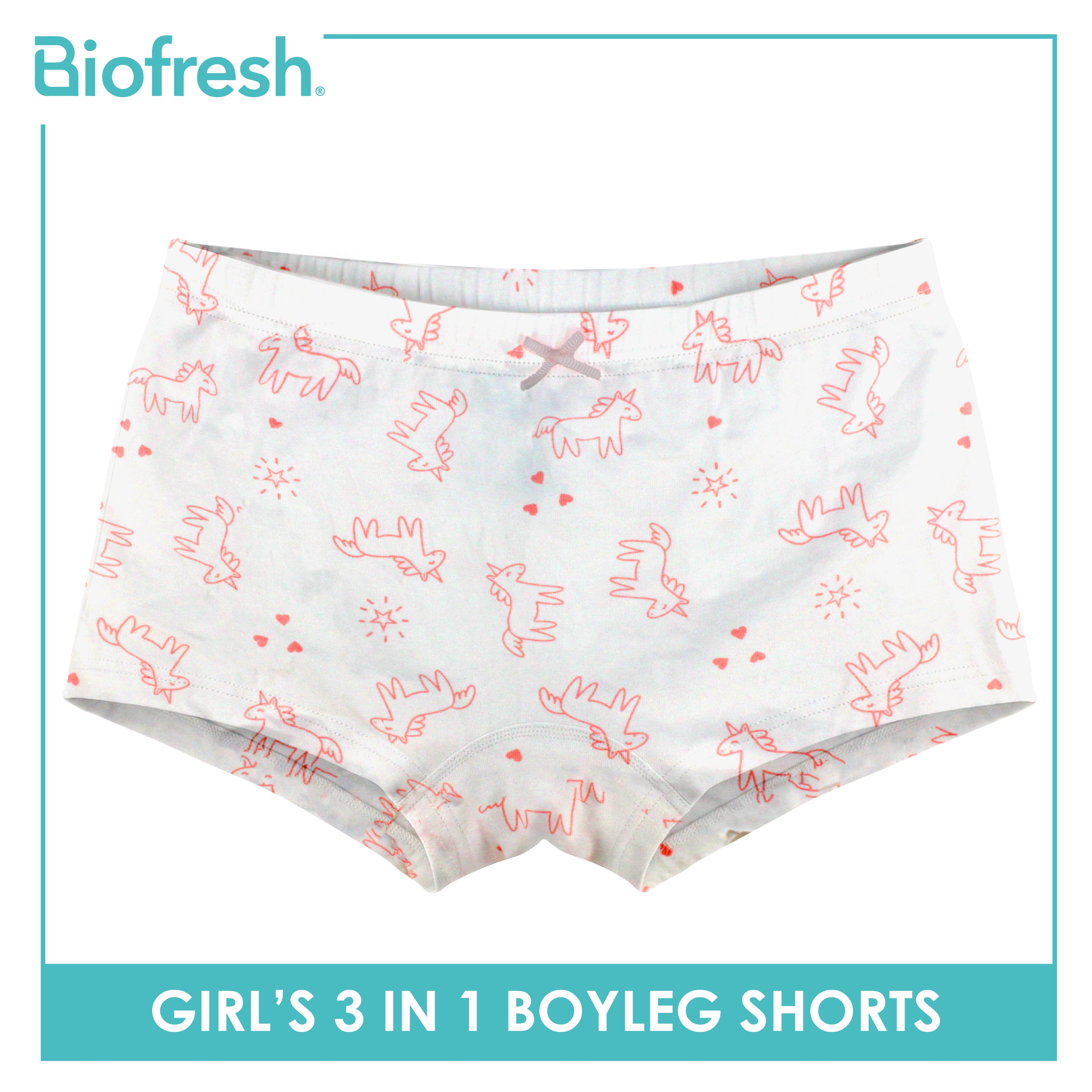 Biofresh Girls’ Antimicrobial Cotton Panty Boyleg Shorts 3 pieces in a pack UGPBG522