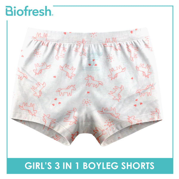 Biofresh Girls’ Antimicrobial Cotton Boyleg Shorts 3 pieces in a pack UGPBG522