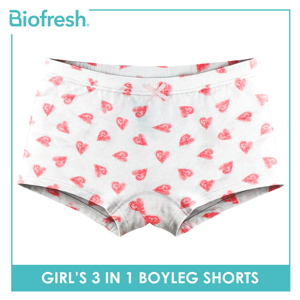 Biofresh Girls’ Antimicrobial Cotton Boyleg Shorts 3 pieces in a pack UGPBG522