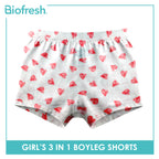 Biofresh Girls’ Antimicrobial Cotton Panty Boyleg Shorts 3 pieces in a pack UGPBG522