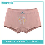 Biofresh Girls’ Antimicrobial Cotton Panty Boyleg Shorts 3 pieces in a pack UGPBG523