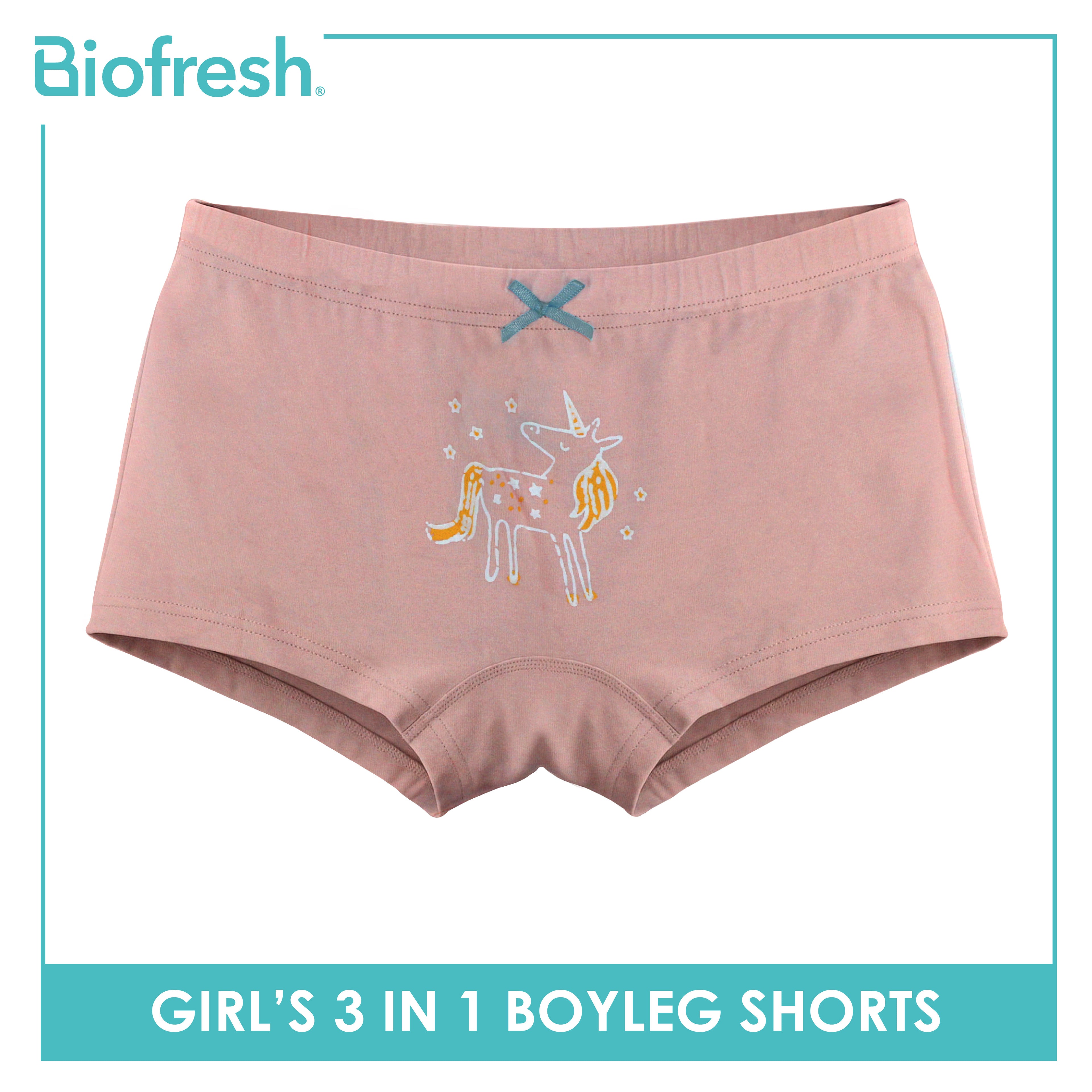 Biofresh Girls’ Antimicrobial Cotton Panty Boyleg Shorts 3 pieces in a pack UGPBG523