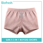 Biofresh Girls’ Antimicrobial Cotton Panty Boyleg Shorts 3 pieces in a pack UGPBG523