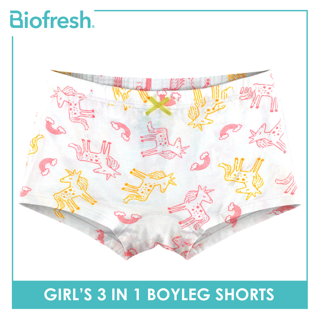 Biofresh Girls’ Antimicrobial Cotton Panty Boyleg Shorts 3 pieces in a pack UGPBG523