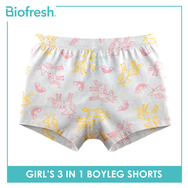 Biofresh Girls’ Antimicrobial Cotton Boyleg Shorts 3 pieces in a pack UGPBG523