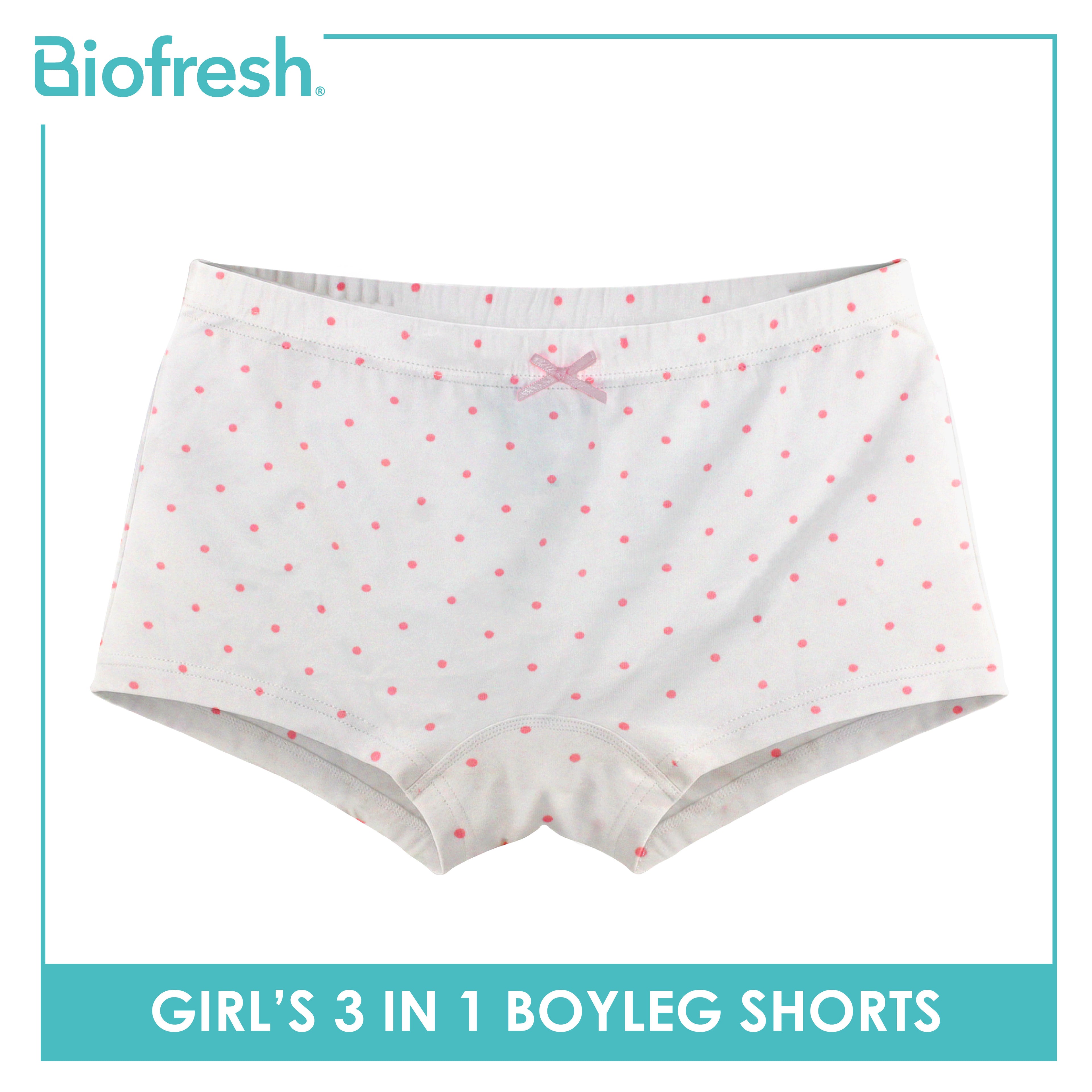 Biofresh Girls’ Antimicrobial Cotton Panty Boyleg Shorts 3 pieces in a pack UGPBG523