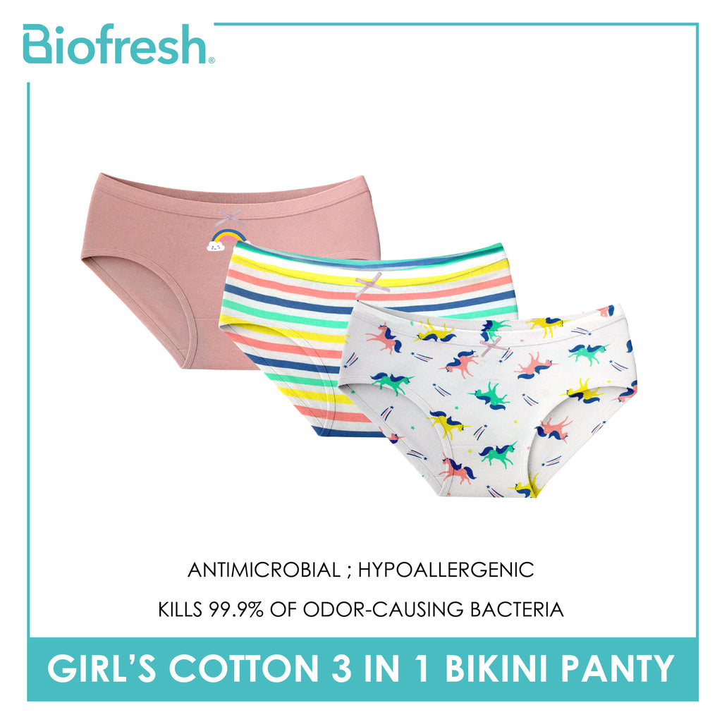 Biofresh Girls’ Antimicrobial Cotton Bikini Panty 3 pieces in a pack UGPKG522