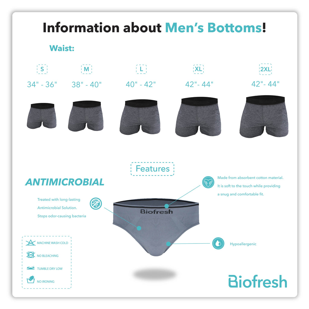 Biofresh Men's Antimicrobial Cotton Boxer Brief 3 pieces in a pack UMBBG27