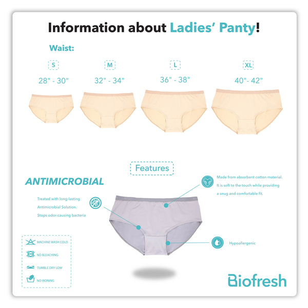Biofresh Ladies' Antimicrobial Cotton Full Panty 3 pieces in a pack ULPRG6