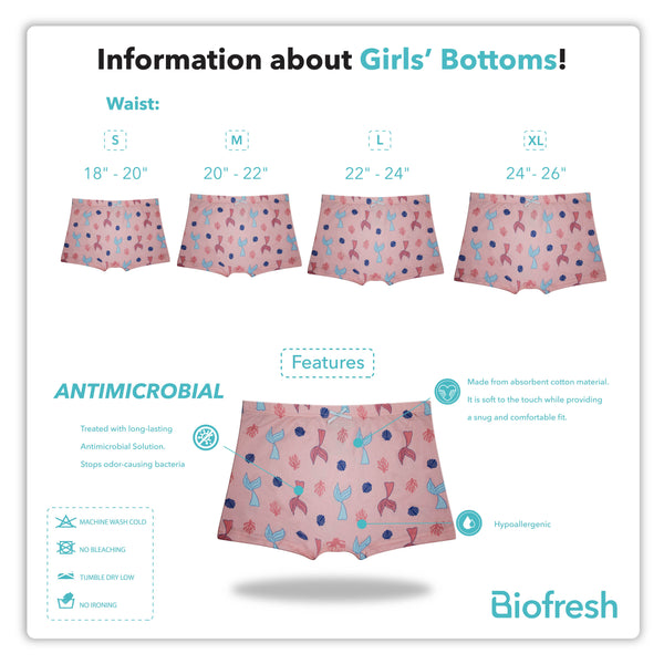Biofresh Girls’ Antimicrobial Cotton Boyleg Shorts 3 pieces in a pack UGPBG522