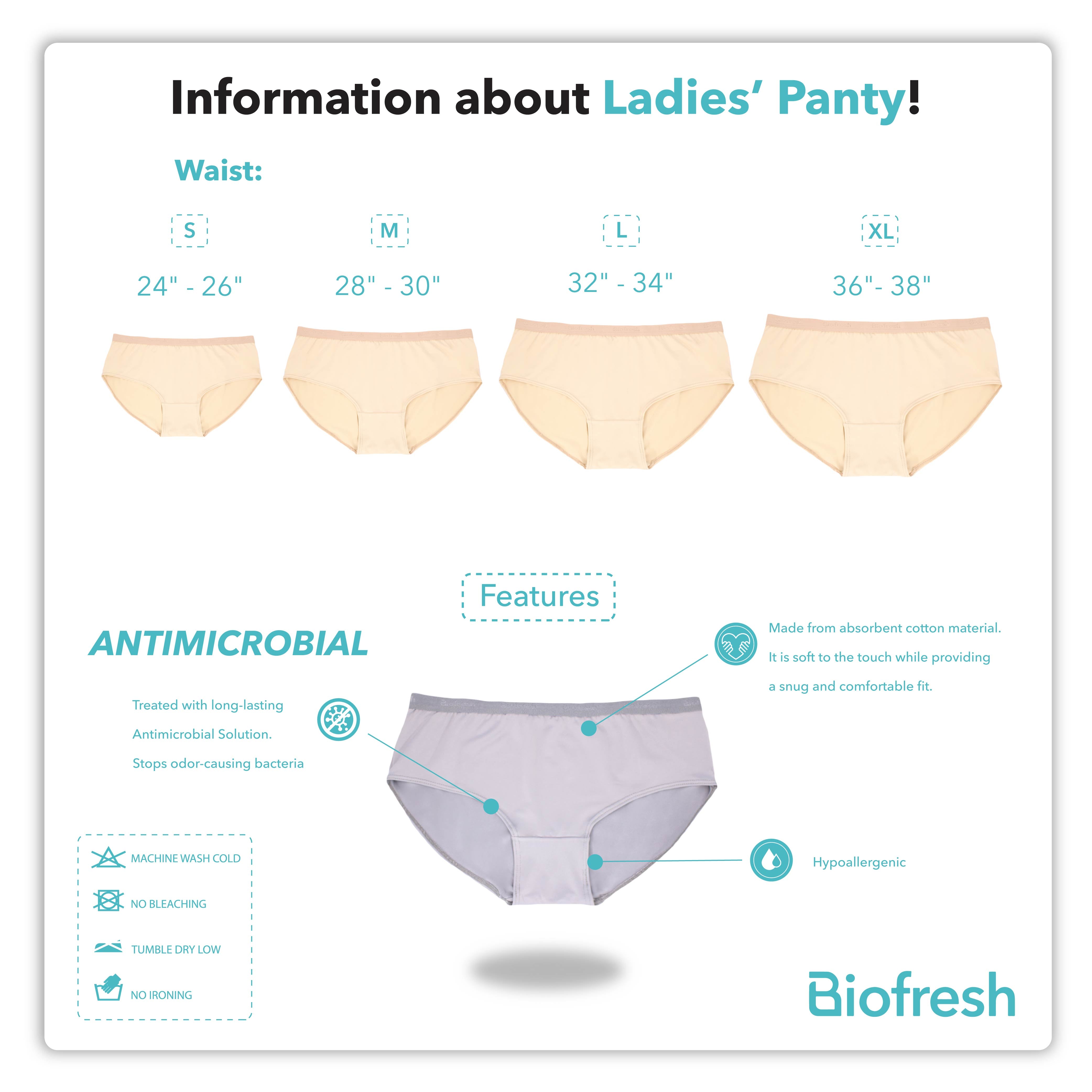 Biofresh Ladies' Antimicrobial Cotton Full Panty 3 pieces in a pack ULPRG3  – burlingtonph