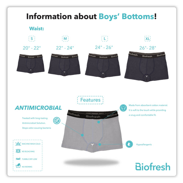 Biofresh Boys' Antimicrobial Cotton Boxer Briefs 3 pieces in a pack UCBBG4103