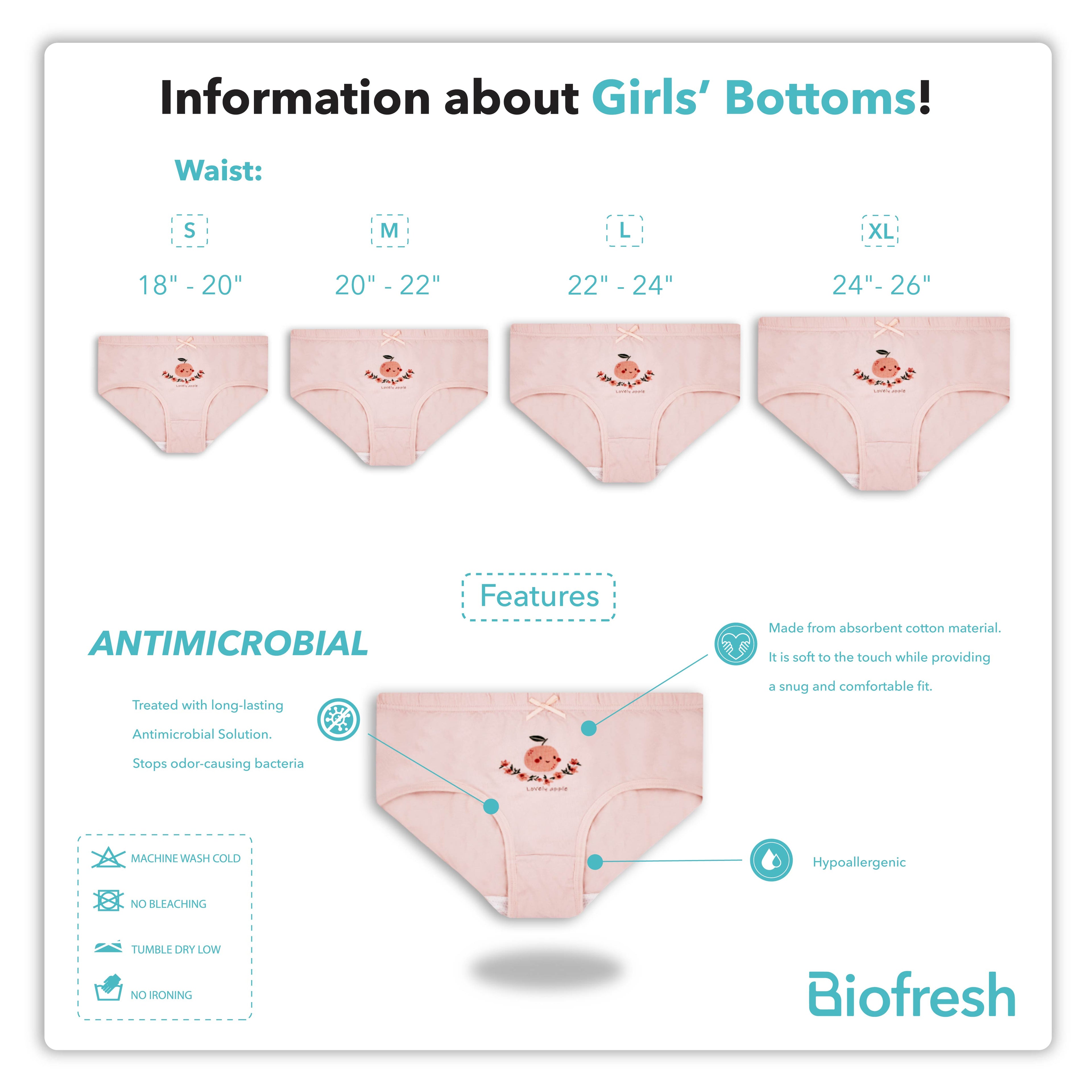 Biofresh Girls' Antimicrobial Cotton Panty 3 pieces in a pack UGPKG20