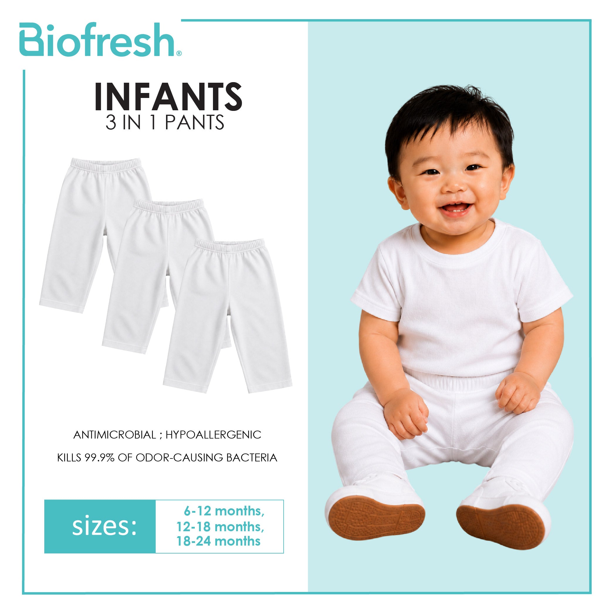 Biofresh Infants Antimicrobial Pants 3 pieces in a pack UIPG611