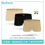 Biofresh Ladies' Antimicrobial Seamless Boyshort 3 pieces in a pack ULPBG4401
