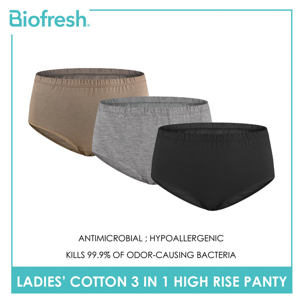 Biofresh Ladies' Antimicrobial Cotton High Rise Panty 3 pieces in a pack ULPRG6
