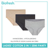Biofresh Ladies' Antimicrobial Cotton Semi Panty 3 pieces in a pack ULPSG1