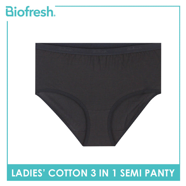 Biofresh Ladies' Antimicrobial Cotton Semi Panty 3 pieces in a pack ULPSG1