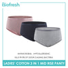 Biofresh Ladies' Antimicrobial Cotton Mid Rise Panty 3 pieces in a pack ULPSG1