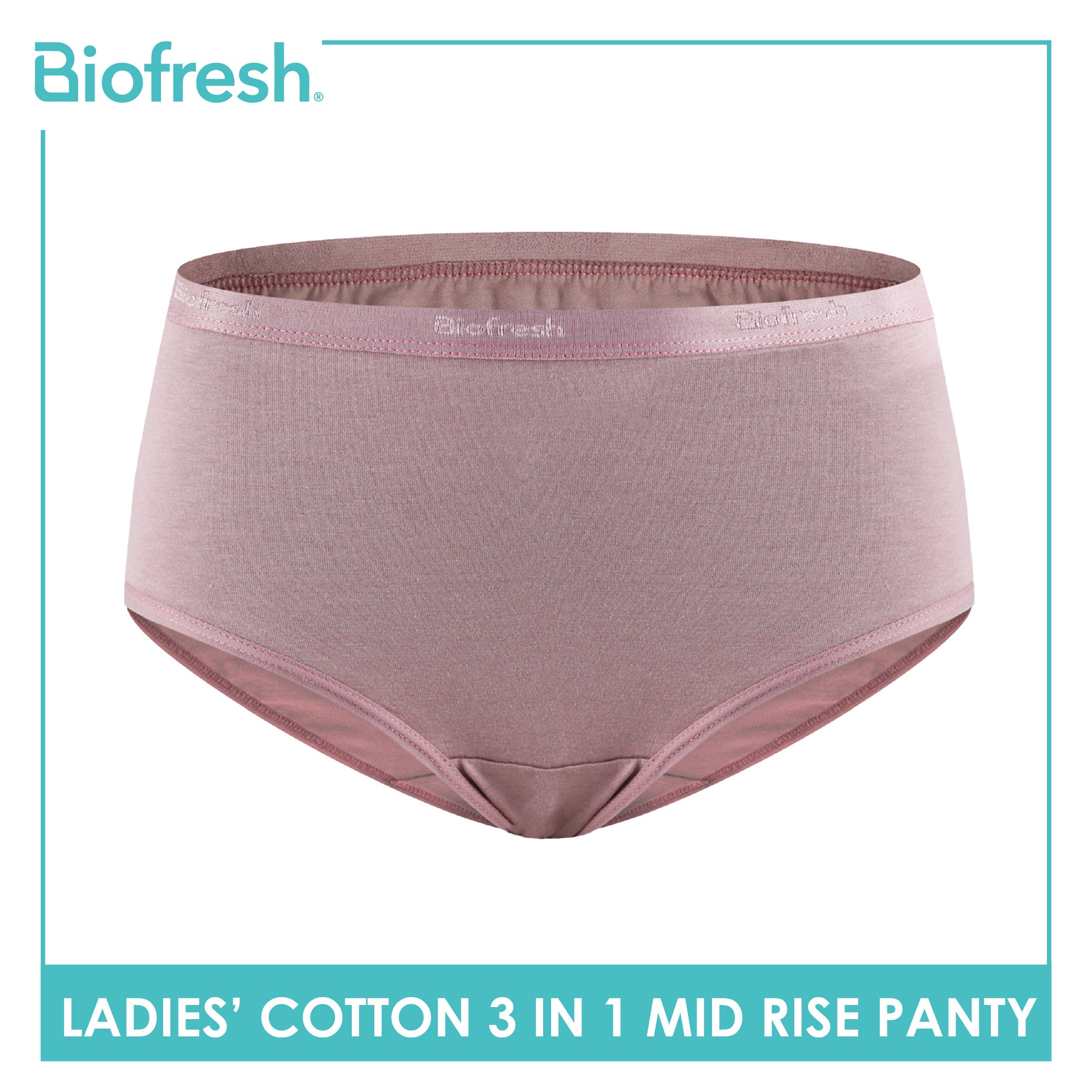 Biofresh Ladies' Antimicrobial Cotton Mid Rise Panty 3 pieces in a pack ULPSG1
