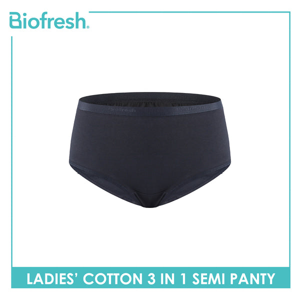 Biofresh Ladies' Antimicrobial Cotton Semi Panty 3 pieces in a pack ULPSG1