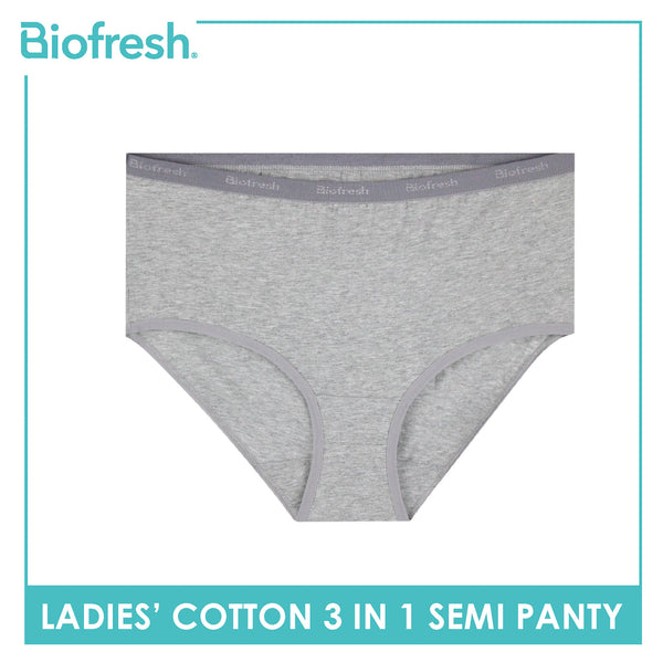 Biofresh Ladies' Antimicrobial Cotton Semi Panty 3 pieces in a pack ULPSG1