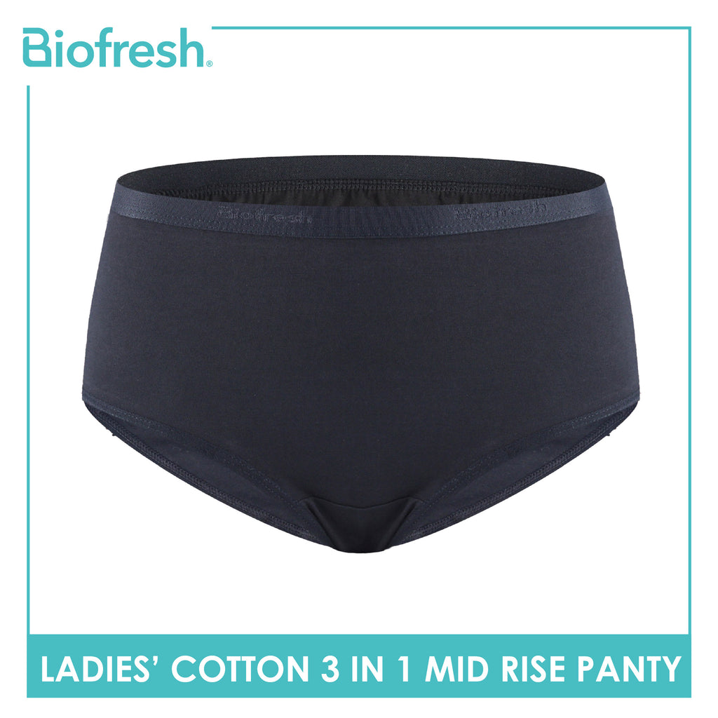 Biofresh Ladies' Antimicrobial Cotton Mid Rise Panty 3 pieces in a pack ULPSG1