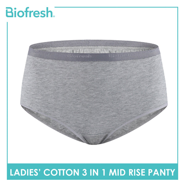 Biofresh Ladies' Antimicrobial Cotton Mid Rise Panty 3 pieces in a pack ULPSG1