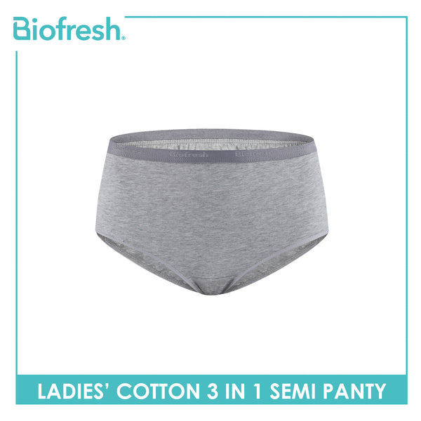 Biofresh Ladies' Antimicrobial Cotton Semi Panty 3 pieces in a pack ULPSG1