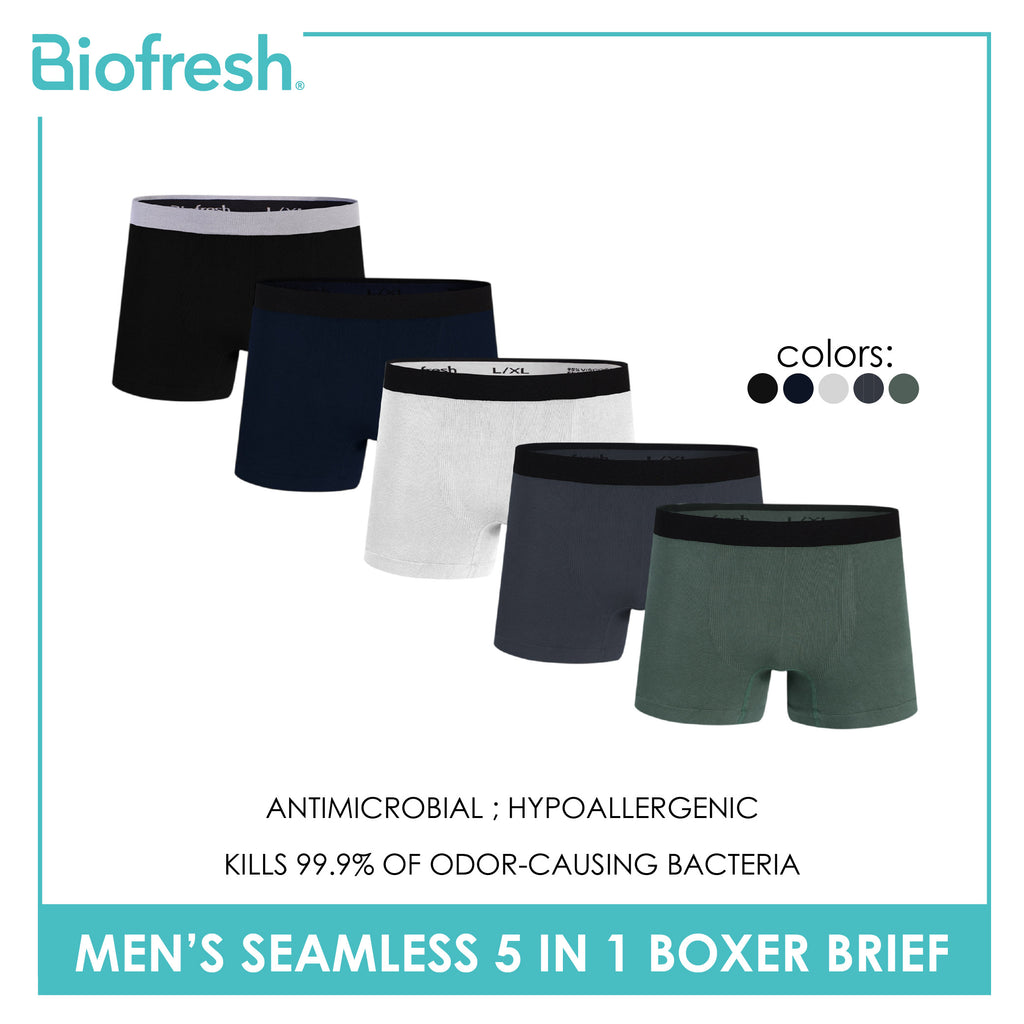 Biofresh Men's Antimicrobial Seamless Boxer Brief 5 pieces in a pack UMBBG11F