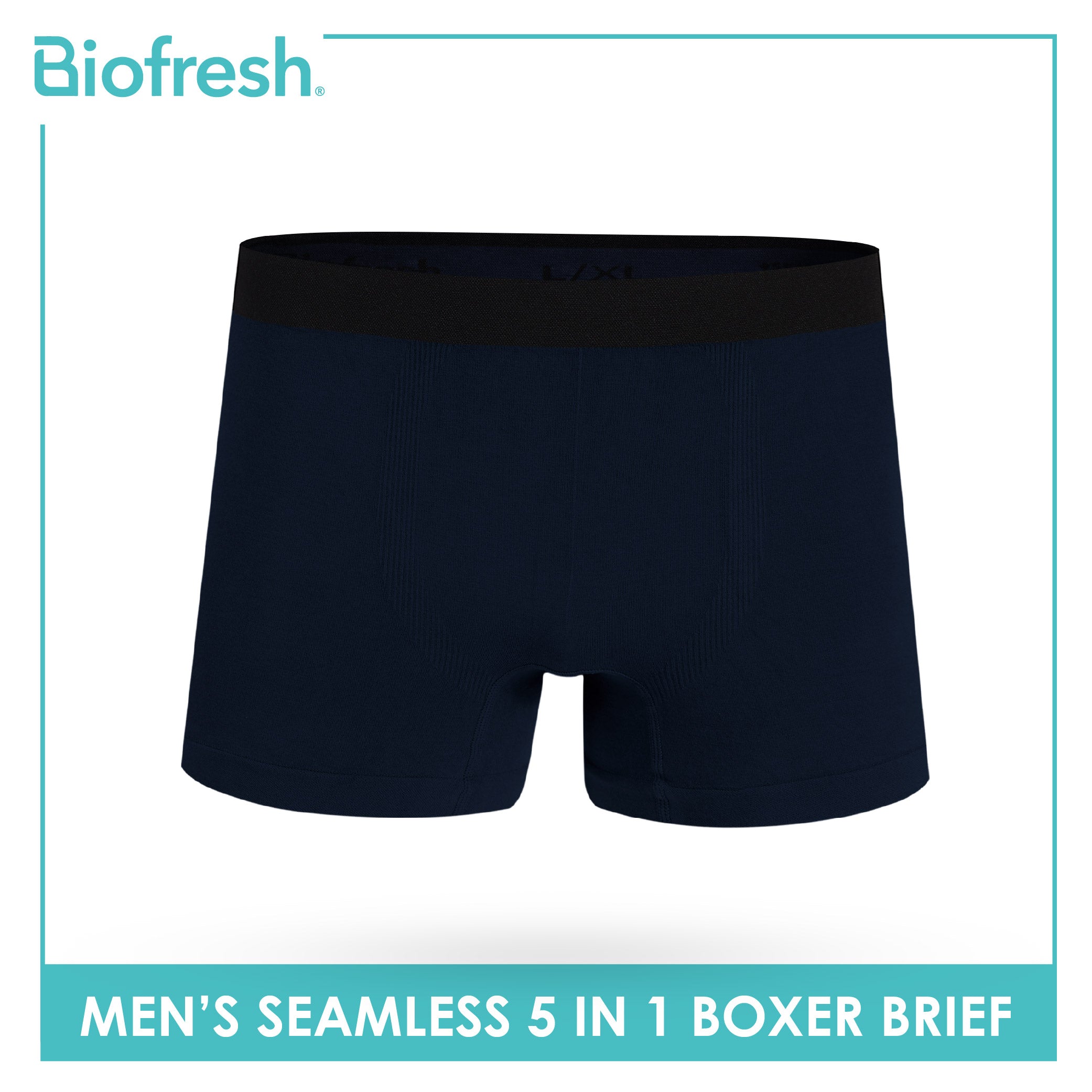 Biofresh Men's Antimicrobial Seamless Boxer Brief 5 pieces in a pack UMBBG11F